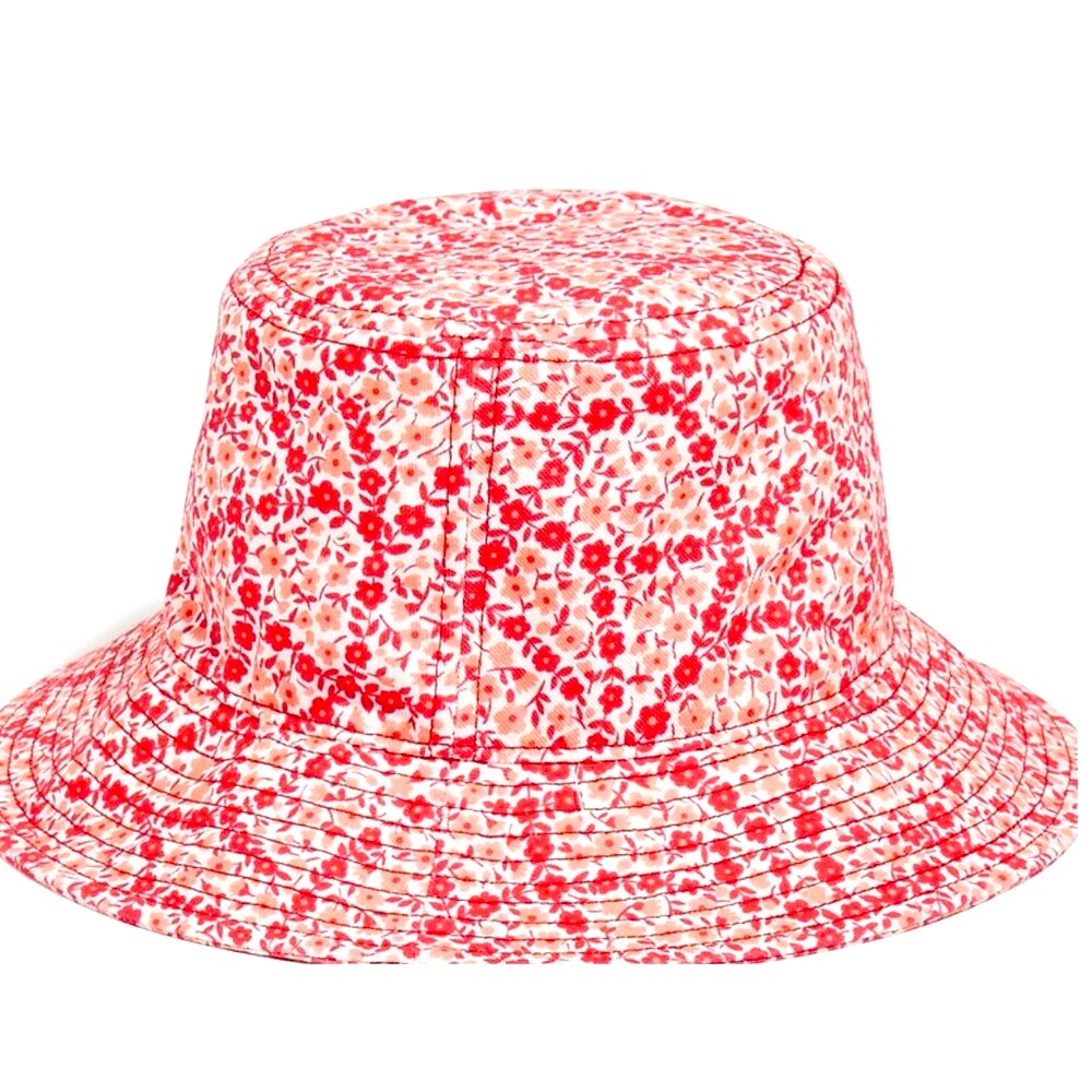 J.CREW Organic Cotton Bucket Hat Seaside Coral Floral Print